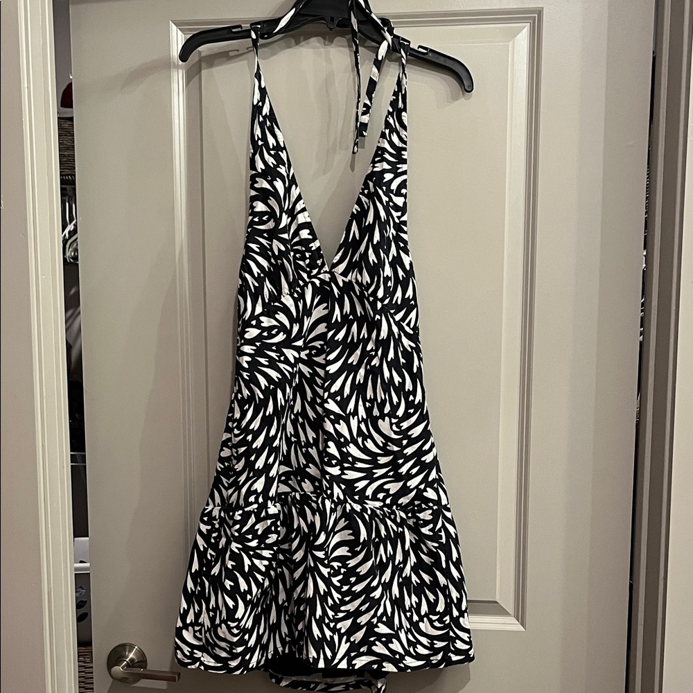 Free People Black and White Heart Halter Dress